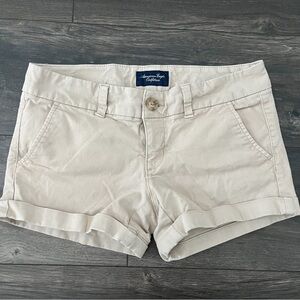 American Eagle tan shorts with eagle embroidery
